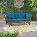 Convertible Outdoor Daybed Sofa – 3-Seater Acacia Wood Patio Couch