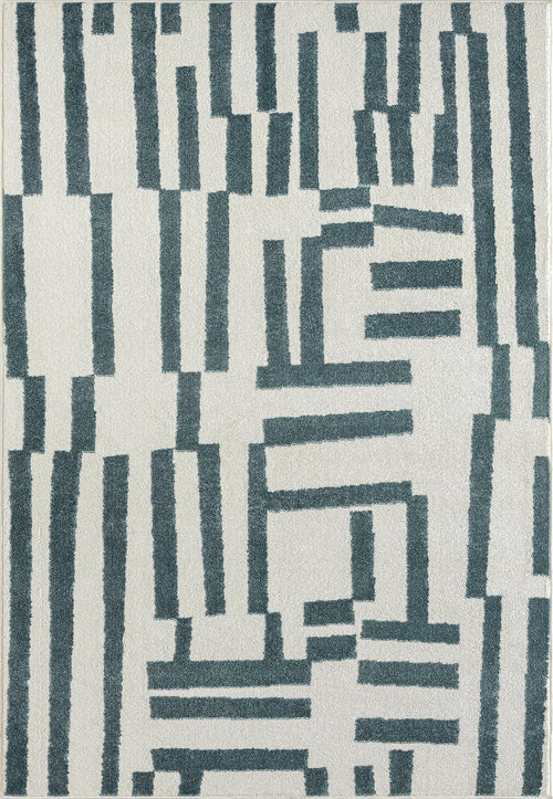 Modern Lines Area Rug – Cream & Green Geometric Design