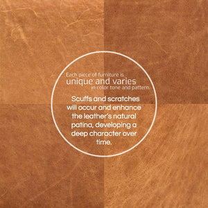Large Square Tufted Leather Ottoman – Cognac Tan
