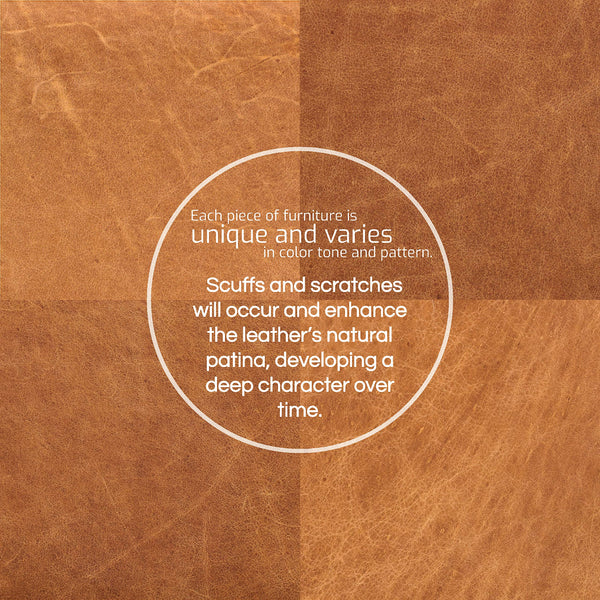 Large Square Tufted Leather Ottoman – Cognac Tan