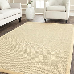 Natural Fiber Sisal Area Rug 3x5 with Fabric Border