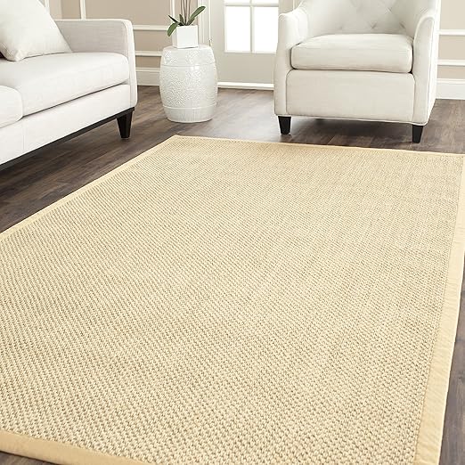 Natural Fiber Sisal Area Rug 3x5 with Fabric Border