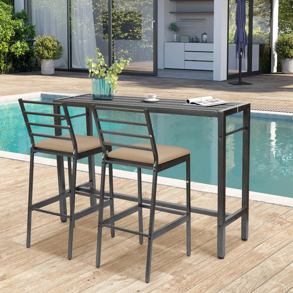 Outdoor Metal Bar Table – High Top Counter Table for Patio, Balcony & Deck