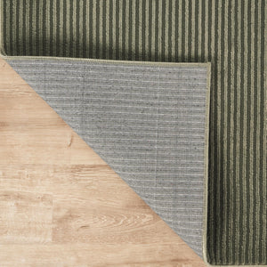 Green Striped Area Rug – Machine Washable, Pet Friendly