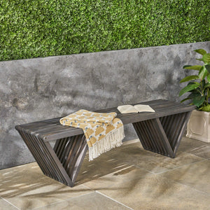 Outdoor Acacia Wood Bench – Dark Gray
