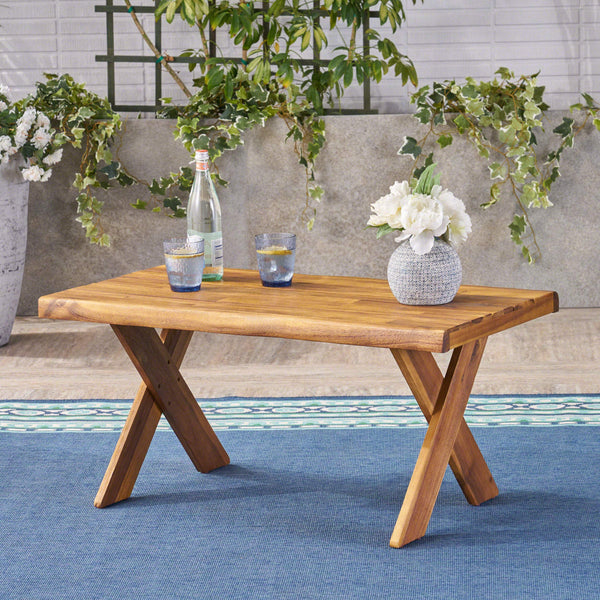 Outdoor Acacia Wood Coffee Table – Sandblast Teak Finish