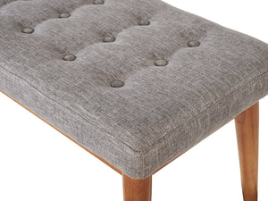 Mid-Century Wood Dining Bench with Tufted Cushion