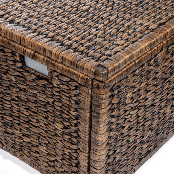 Handwoven Water Hyacinth Storage Trunk with Removable Lid
