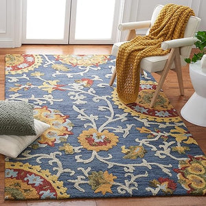Hand-Tufted Wool Area Rug 4' x 6' – Floral Accent Rug for Living Room, Bedroom & Entryway