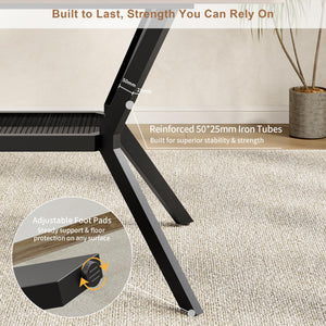 55-Inch Rectangular Dining Table with Storage Shelf and Metal Legs