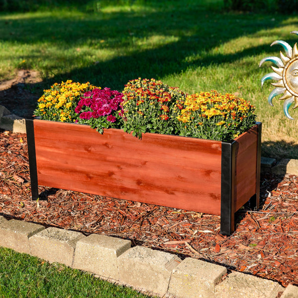 Acacia Wood Rectangular Raised Planter Box