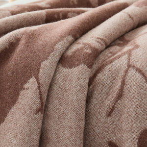 Botanical Wool Cashmere Throw Blanket — Brown, 60"W x 70"L