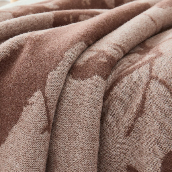 Botanical Wool Cashmere Throw Blanket — Brown, 60"W x 70"L