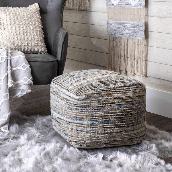 Knitted Cotton Jute Ottoman Pouf