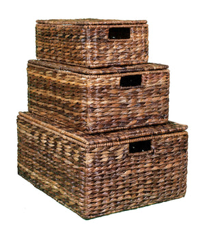 Abaca Nesting Baskets Set of 3 – Handwoven Storage Baskets with Handles