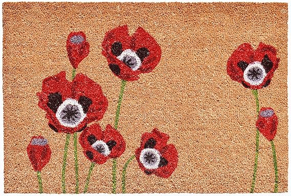 Red Poppies Coir Doormat