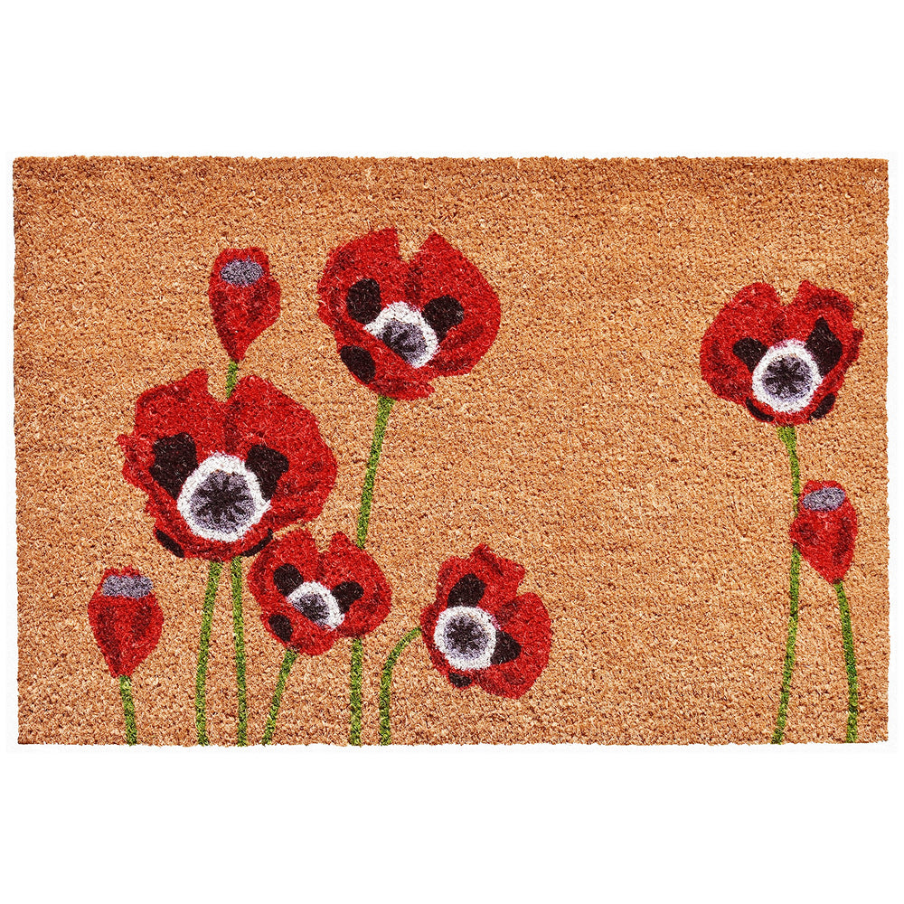 Red Poppies Coir Doormat