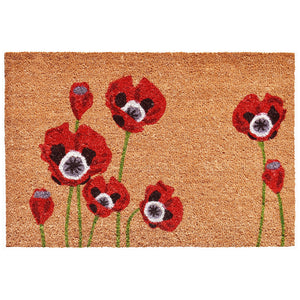 Red Poppies Coir Doormat