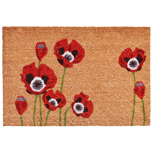 Red Poppies Coir Doormat