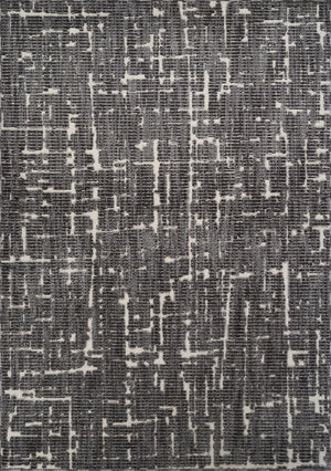 Black Abstract Striped Area Rug