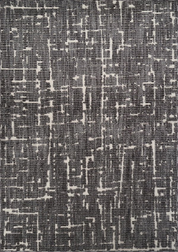 Black Abstract Striped Area Rug