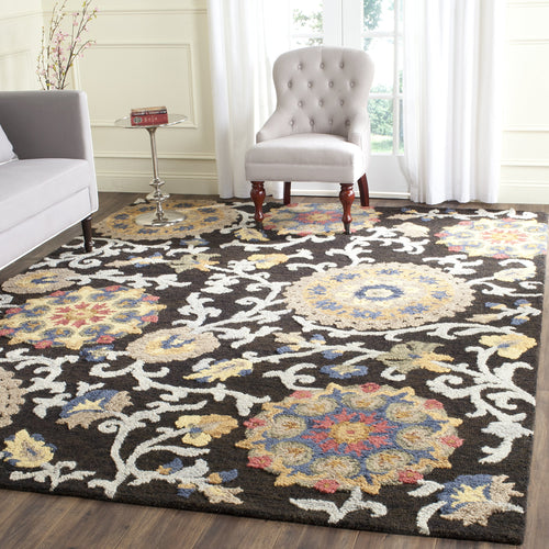 8x10 Handmade Wool Area Rug – Floral Tufted Design