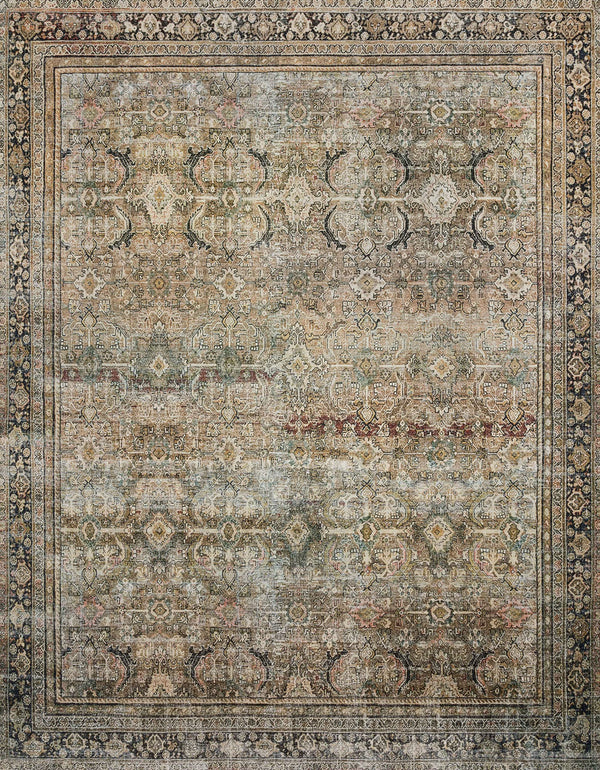 Olive Charcoal Vintage Distressed Area Rug 9'6" x 14'