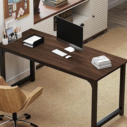 63-Inch Large Office Computer Desk with Steel Frame