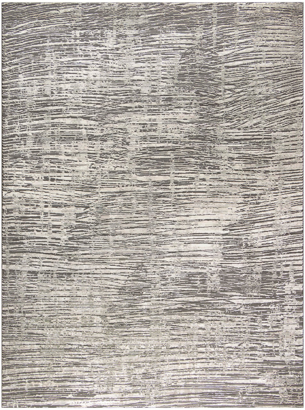 Ivory Grey Abstract Area Rug – Recycled Polyester, Low-Pile, Multi-Size