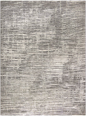 Ivory Grey Abstract Area Rug – Recycled Polyester, Low-Pile, Multi-Size