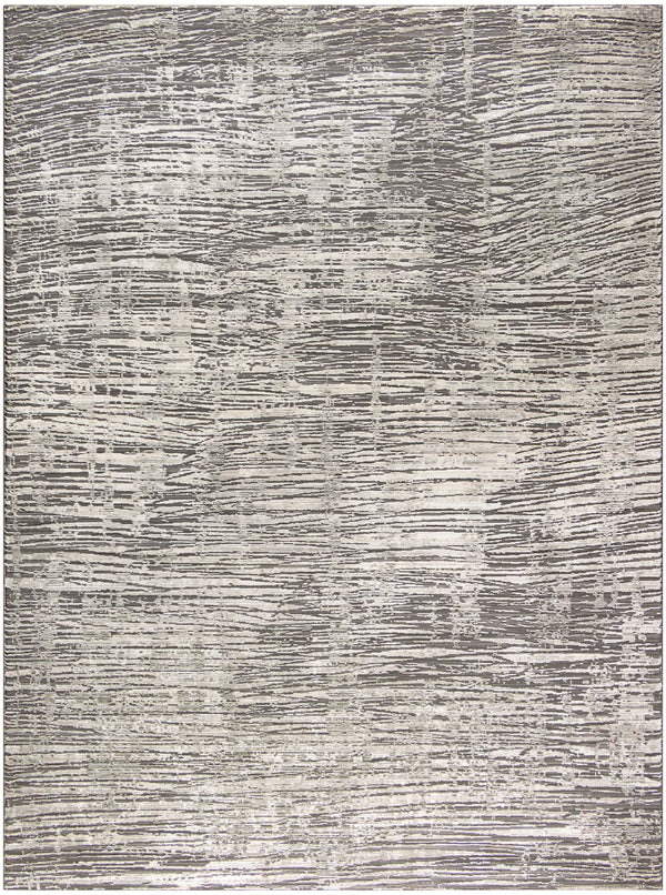Ivory Grey Abstract Area Rug – Recycled Polyester, Low-Pile, Multi-Size
