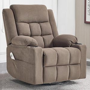 Swivel Rocker Recliner Chair with Massage & Heat