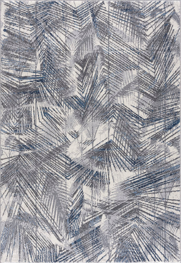 Palm Leaves Blue Grey Area Rug