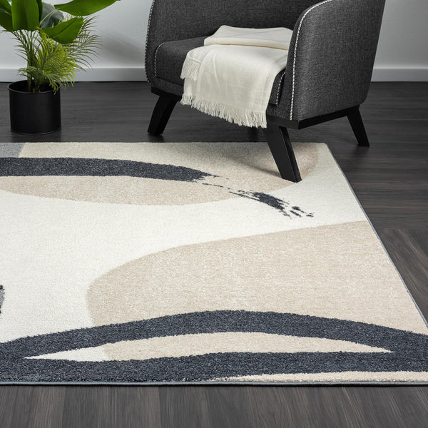 Modern Ivory & Grey Area Rug