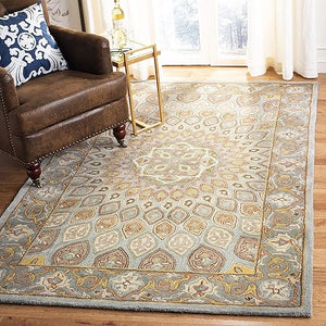 Hand-Tufted Wool Area Rug 4' x 6' – Traditional Oriental Medallion