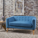 Mid-Century Modern Loveseat – Muted Blue Fabric