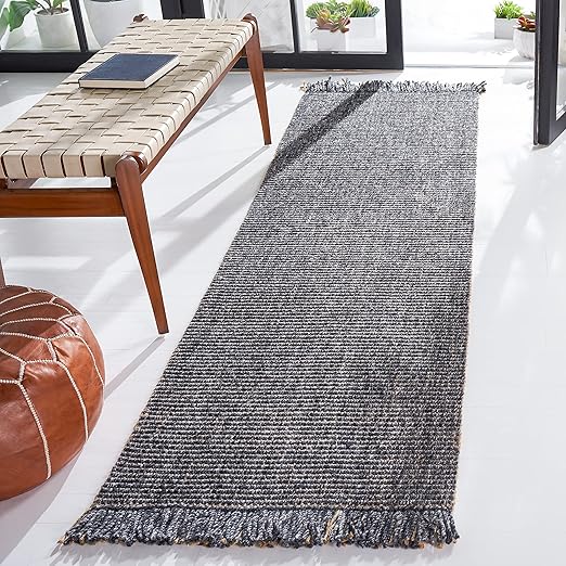 Handmade Jute & Polyester Runner Rug 2'3" x 10' – Fringe Boho Area Rug