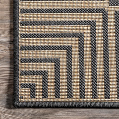 Dark Grey Geometric Indoor Outdoor Area Rug 8x10
