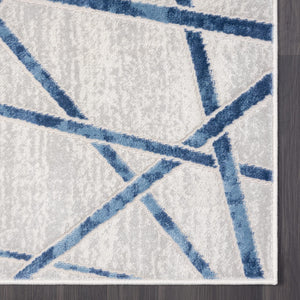 Blue Grey Criss Cross Area Rug