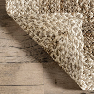 Oval Jute Area Rug – Natural Ivory, 5' x 8'