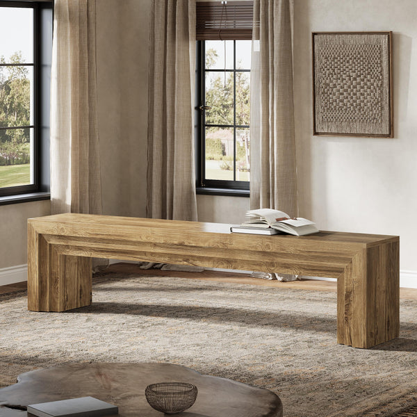 71" Extra Long Entryway Bench, Modern Farmhouse Style