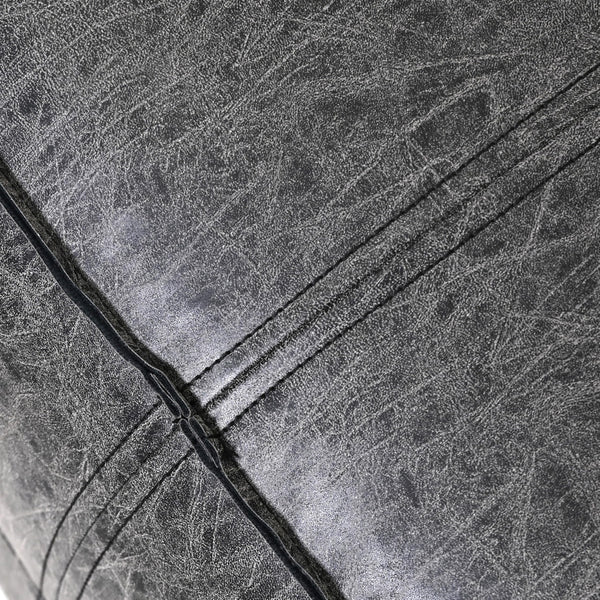 Square Distressed Vegan Leather Pouf Ottoman 18x18x14