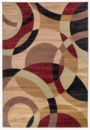 Modern Circles Area Rug 5'3" x 7'3" – Polypropylene, Multi-Color Options