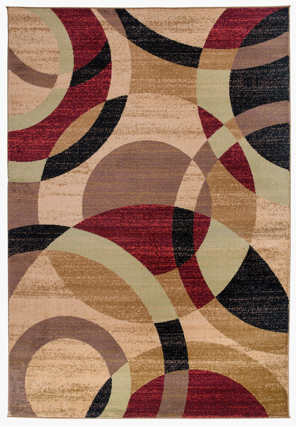 Modern Circles Area Rug 5'3" x 7'3" – Polypropylene, Multi-Color Options