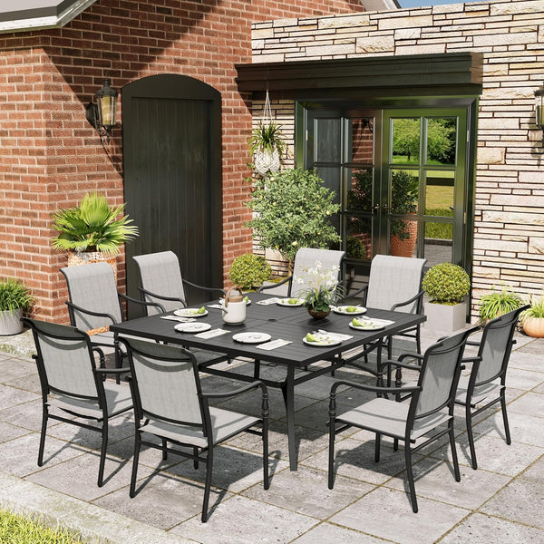 Outdoor Patio Dining Set with Textilene Chairs & Rectangular Table