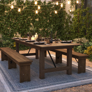9FT Rustic Solid Pine Folding Farm Table — Seats 10
