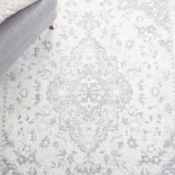 Vintage Distressed Runner Rug 2'3" x 9' – Grey & Ivory