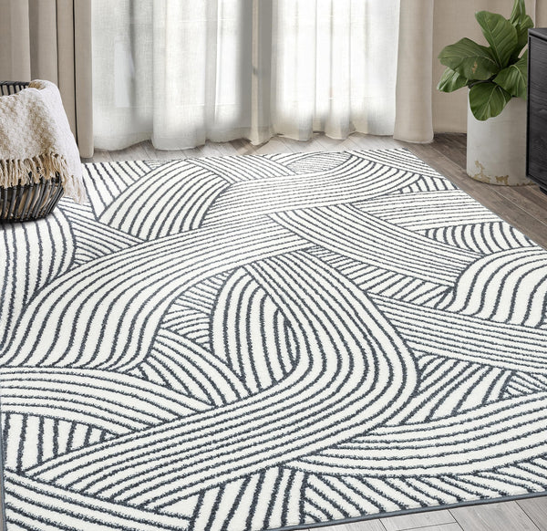 Grey Geometric Area Rug