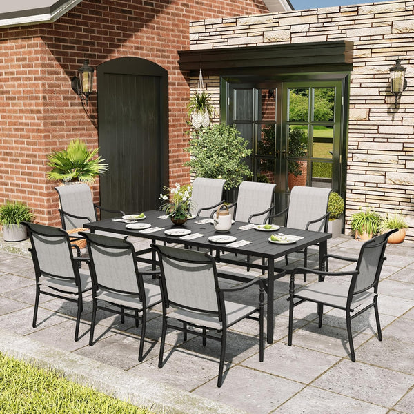 Outdoor Patio Dining Set with Textilene Chairs & Rectangular Table