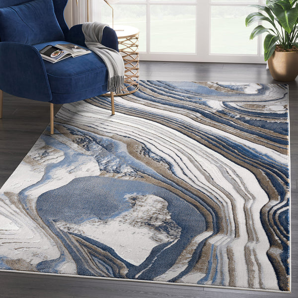 Grey & Gold Modern Geometric Area Rug